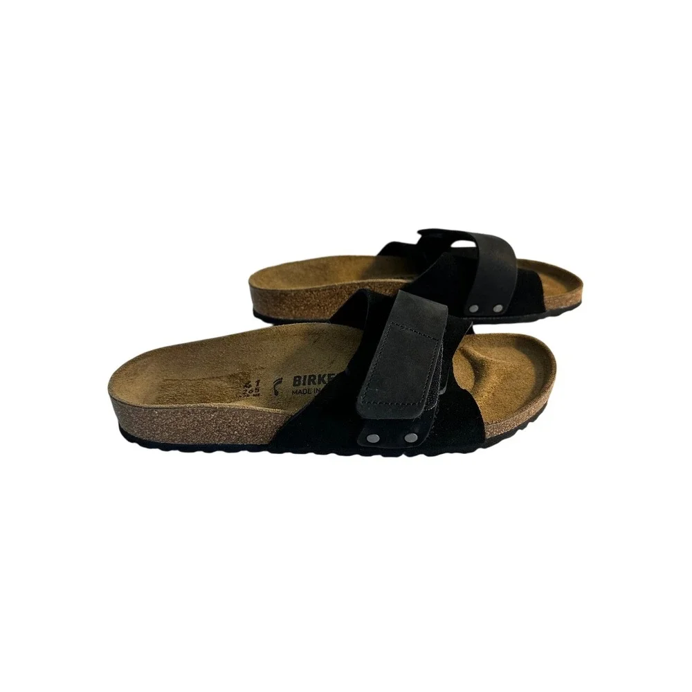 Birkenstock Oita Suede Slide Sandals Size 41 Narrow Black Adjustable‎ Strap NEW